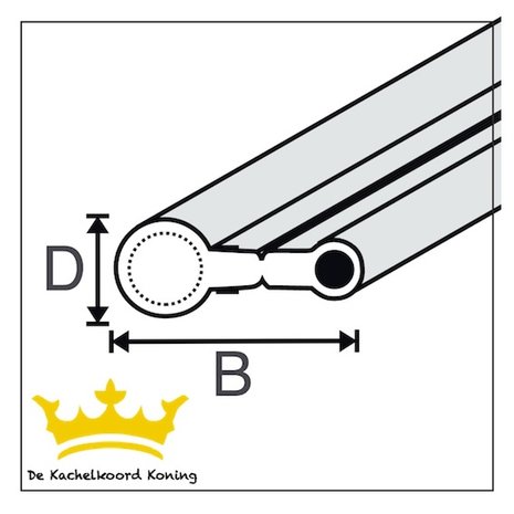 Metalen P-sectie dubbelkoord. 8 x 20 mm.